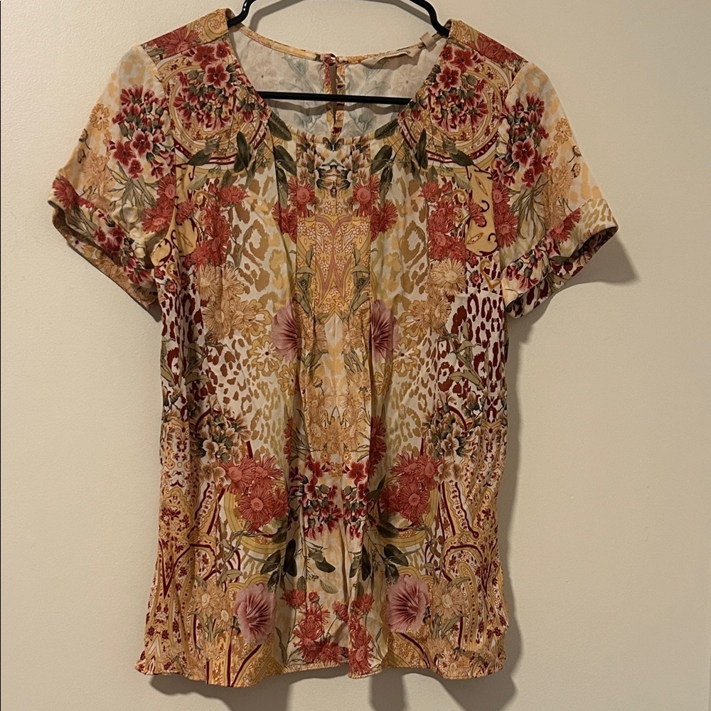 Soft Surroundings Boho Floral Blouse Size Small